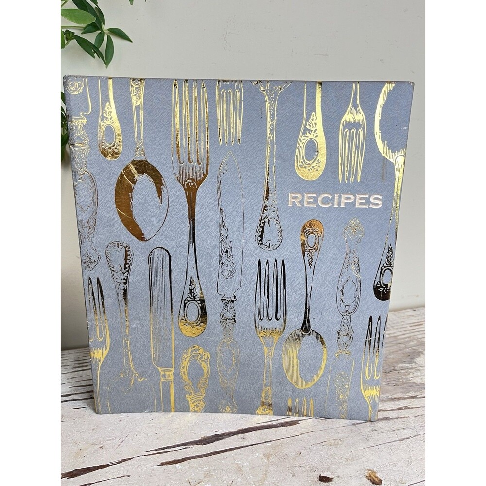 Vintage Eccolo Recipe Binder Organizer Keeper Gold Utensils Culinary Great Gift - Picture 10 of 12